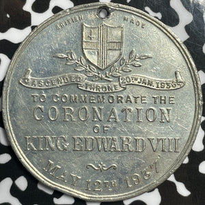 1937 Great Britain Edward VIII Coronation Medal in White Metal Lot#M6467 39MM