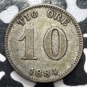 1884 Sweden 10 Ore Lot#D3704