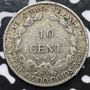 1895 French Indo-China 10 Cents Lot#D4068 Silver! KM#2