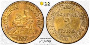 1926 France 2 Francs PCGS MS63 Lot#G4454 Choice UNC! Gad-533, F-267