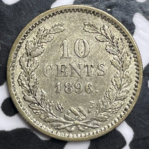 1896 Netherlands 10 Cents Lot#D2738 Silver!