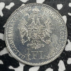 1862-A Austria 1/4 Florin Lot#M0417 Silver! High Grade! Beautiful!