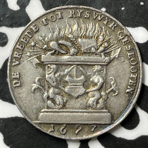 1697 Netherlands Peace Of Rijswijk Medalet Lot#JM6065 Silver! 20mm
