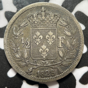 1828-A France 1/2 Franc Lot#JM6012 Silver! Nice!