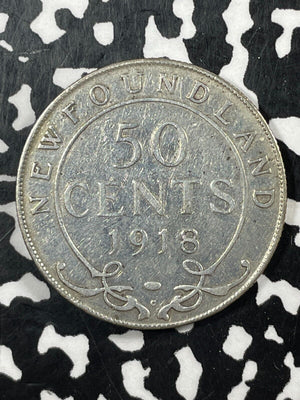1918 Newfoundland 50 Cents Lot#M2013 Silver! Cleaned
