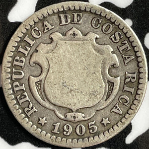 1905 Costa Rica 10 Centimos Lot#D6246 Silver!