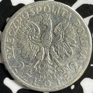 1933 Poland 2 Zlote Lot#D6265 Silver!