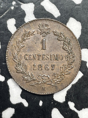 1867-M Italy 1 Centesimo Lot#M1805 High Grade! Beautiful!