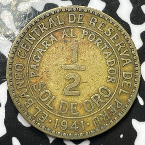 1941 Peru 1/2 Sol Half Sol Lot#M3808