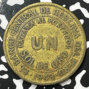 1943 Peru 1 Sol Lot#M3802
