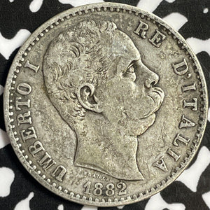 1882-R Italy 2 Lire Lot#M9107 Silver!