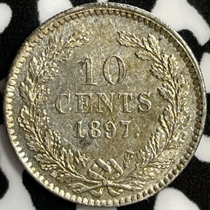 1897 Netherlands 10 Cents Lot#M8971 Silver! Nice!