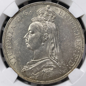 1889 Great Britain 1 Crown NGC MS61 Lot#G5404 Large Silver! Nice UNC!