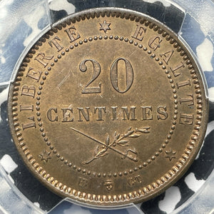 1877-IB CT Haiti 20 Centimes Essai Pattern PCGS SP65RB Lot#G4331 Gem BU! KM#Pn75