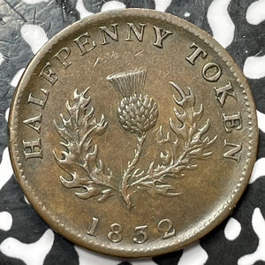 1832 Nova Scotia 1/2 Penny Token Lot#D3410 Nice!