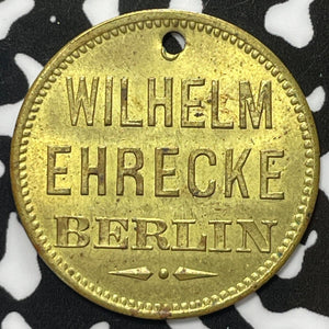 U/D Germany Berlin Wilhelm Ehrecke Lager Token Lot#M4589 High Grade! Beautiful!