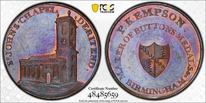 (c.1790) G.B. Warwickshire Kempsons 1/2 Penny Conder Token PCGS MS63BN Lot#G5951