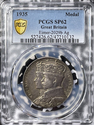 1935 G.B. George V Silver Jubilee Medal PCGS SP62 Lot#G5617 Silver! Eimer-2029b