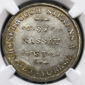 (1850s) U.S. NY Chesebrough Stearns & Co. Trade Token NGC MS63 Lot#G4953