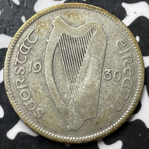 1930 Ireland 1 Shilling Lot#D5204 Silver!
