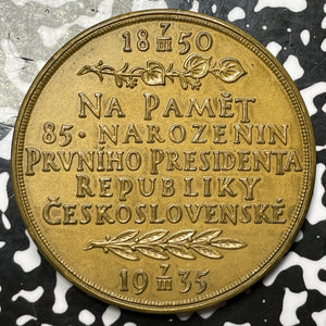 1935 Czechoslovakia Tomas Masaryk 85th Birthday Medal Lot#OV899 49mm