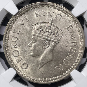 1943-B India 1 Rupee NGC MS62 Lot#G6029 Silver! Nice UNC!