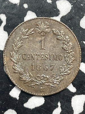 1867-M Italy 1 Centesimo Lot#M0317 High Grade! Beautiful!