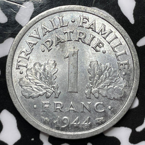 1944-C France 1 Franc Lot#M4714 High Grade! Beautiful!