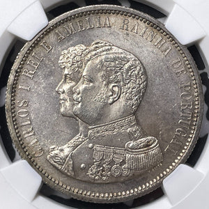 1898 Portugal 1000 Reis NGC MS63 Lot#G5716 Silver! India Discovery Anniversary