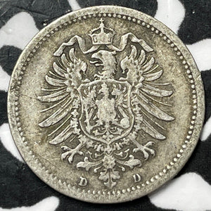 1875-D Germany 20 Pfennig Lot#D6646 Silver!