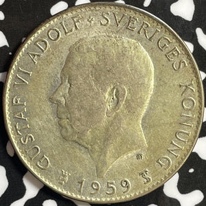 1959 Sweden 5 Kronor Lot#D3072 Silver! Constitution