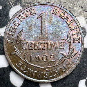 1902 France 1 Centime Lot#D3964 High Grade! Beautiful!