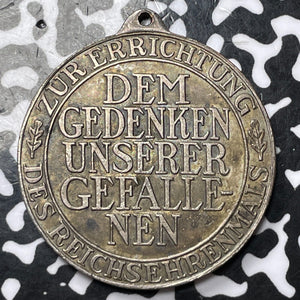 (c. 1930) Germany Stiftung Reichsehrenmal Silvered Bronze Medal Lot#D3920 34mm