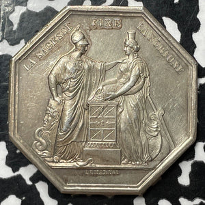 AN VIII (1799-1800) France Banque De France Jeton Lot#JM5658 Silver! 37mm