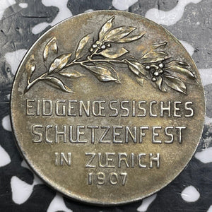 1907 Switzerland Zurich Shooting Festival Medal Lot#JM6444 Silver! Richter-1793C