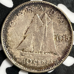 1945 Canada 10 Cents Lot#D4779 Silver! Nice!