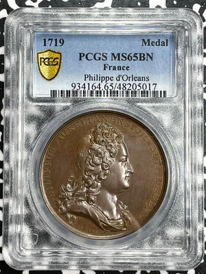1719 France Resumption Of Work At St.Sulpice Church Medal PCGS MS65BN Lot#GV6613