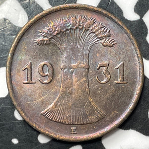 1931-E Germany 1 Pfennig Lot#D4521 High Grade! Beautiful!