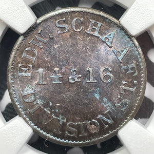 1863 U.S. NY Edward Schaaf "14 & 16" Civil War Token NGC MS64BN Lot#G4949