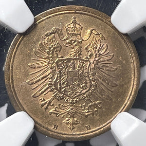 1876-B Germany 1 Pfennig NGC MS64RB Lot#G6238 Choice UNC!