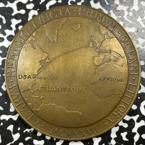 1927 U.S./France Charles Lindbergh Transatlantic Flight Medal Lot#B1623 68mm