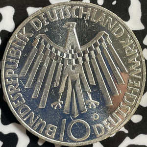 1972-D West Germany 10 Mark Lot#D6339 Silver! High Grade! Beautiful! Olympics