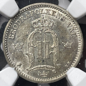 1905-EB Sweden 25 Ore NGC MS62 Lot#G6847 Silver! Nice UNC!