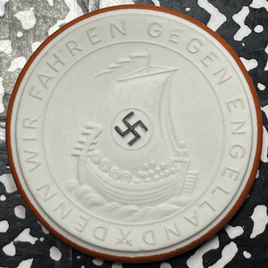 1942 Germany Third Reich "On The War In England" White Porcelain Medal Lot#OV671