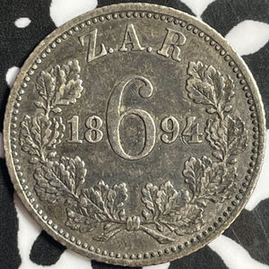 1894 South Africa 6 Pence Sixpence Lot#D0018 Silver!