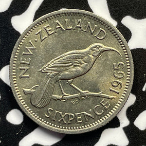 1965 New Zealand 6 Pence Sixpence Lot#M3628 High Grade! Beautiful!