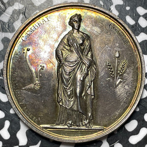 1856 France Agriculture Award Medal By Brenet Lot#JM6766 Silver! 42mm