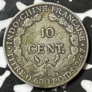 1922 French Indo-china 10 Centimes Lot#D6731 Silver!