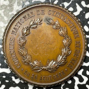 1888 France Corbeil National Gymnastics & Shooting Festival Medal Lot#OV896 53mm