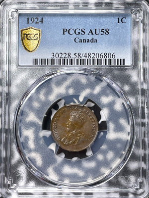 1924 Canada Small Cent PCGS AU58 Lot#G6786
